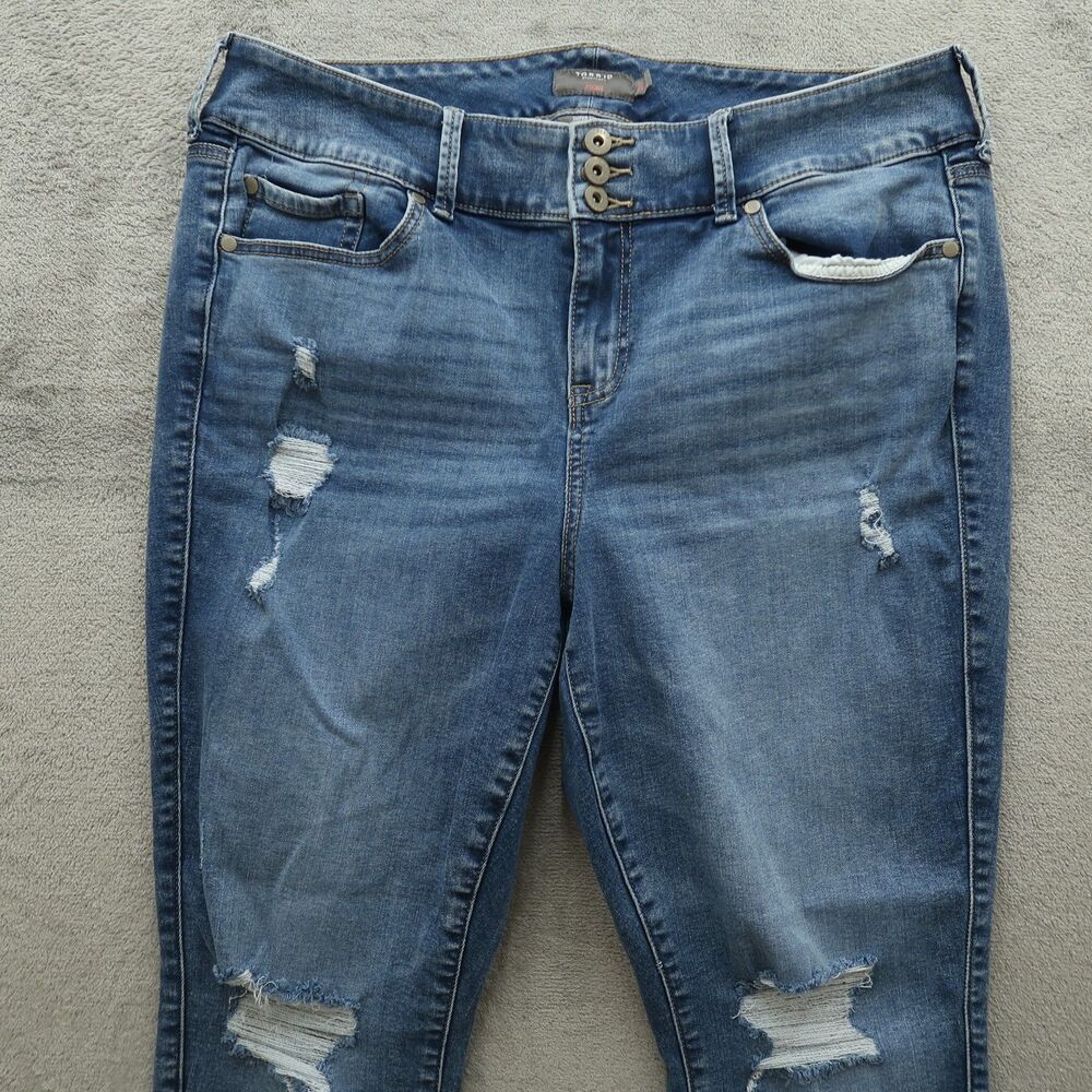 Torrid Jeans Women's Size 18R Blue High-Rise Jegging Denim 28" Inseam Destroyed - Picture 12 of 16